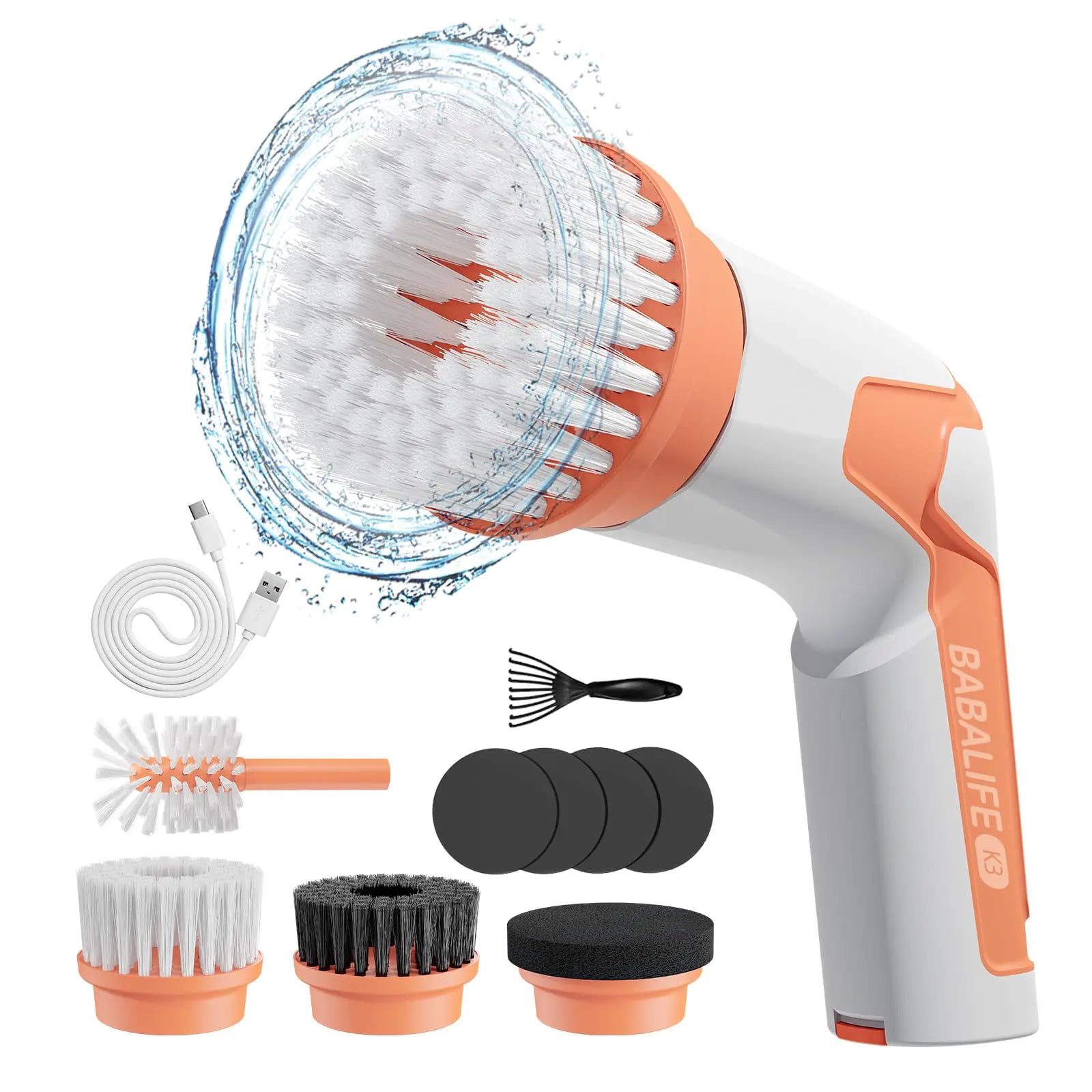 Cordless Power Scrubber – 8 Brush Heads & Adjustable Handle