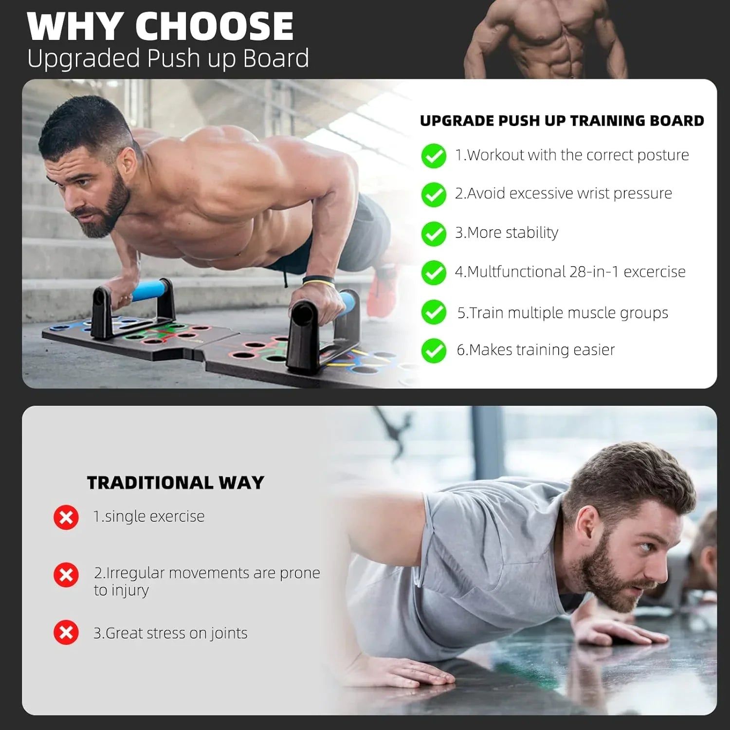 Push-Up Rack Board – 28-in-1 Home Gym Workout System